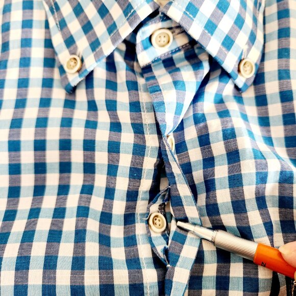 Johnnie O Shirt Mens Large Blue Check Hangin Out Tweener Button Long Sleeves - Picture 13 of 16